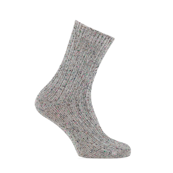 totes Ladies Twin Pack Ribbed Nep Wool Blend Socks Grey / Pink Extra Image 4